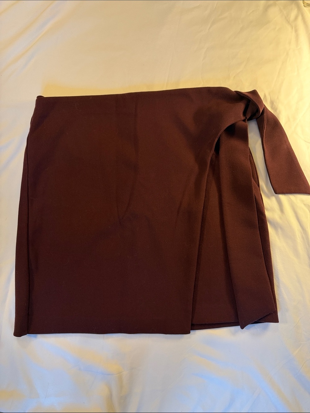 LOFT Deep Burgundy Wrap Pencil Skirt with Side Tie